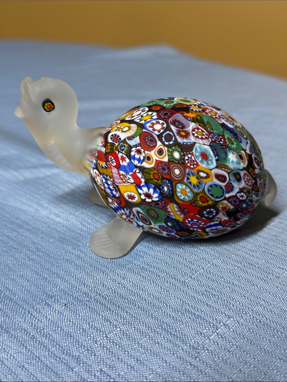 Millefiori Glass Turtle Figurine Murano 4.75” long